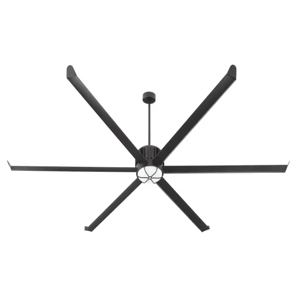 The Enorme makes a bold statement with its impressive 100-inch span and wet-rated durability. Six slim blades with upturned ends deliver powerful airflow while maintaining sleek style. Perfect for large outdoor spaces requiring both comfort and design impact. - alternate view