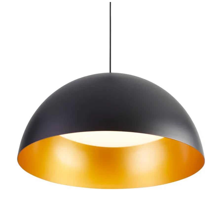 Striking Industrial Pendant with Warm Brass Interior Glow - Image 3
