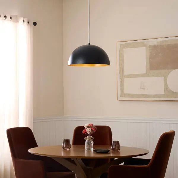 Striking Industrial Pendant with Warm Brass Interior Glow - Image 6