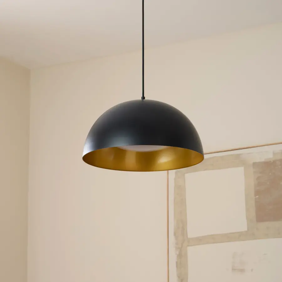 Striking Industrial Pendant with Warm Brass Interior Glow - Image 7