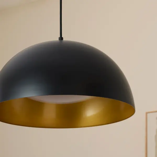 Striking Industrial Pendant with Warm Brass Interior Glow - Image 8