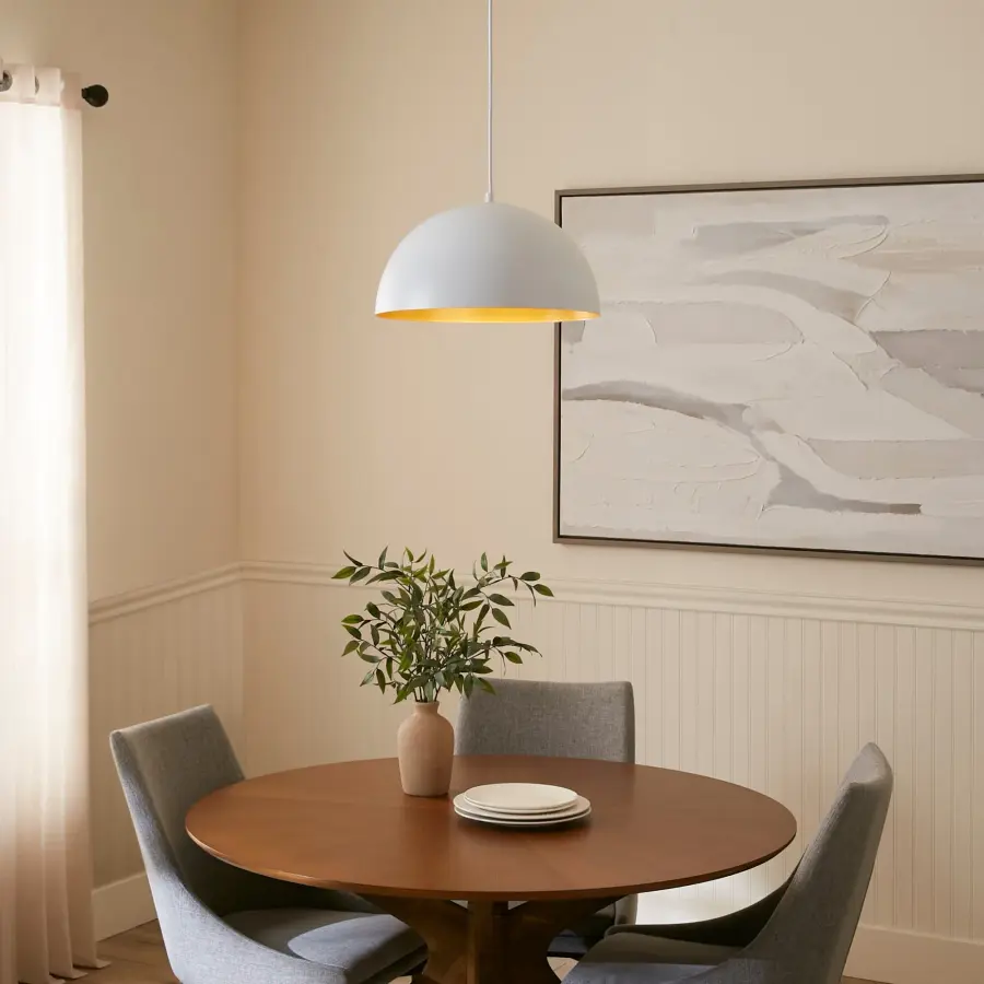 Modern Industrial Pendant with Warm Brass Interior Glow - Image 4
