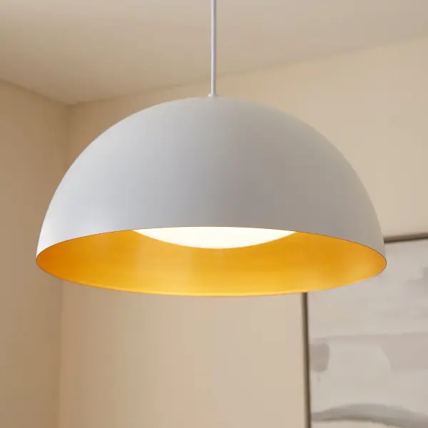Modern Industrial Pendant with Warm Brass Interior Glow - Image 5