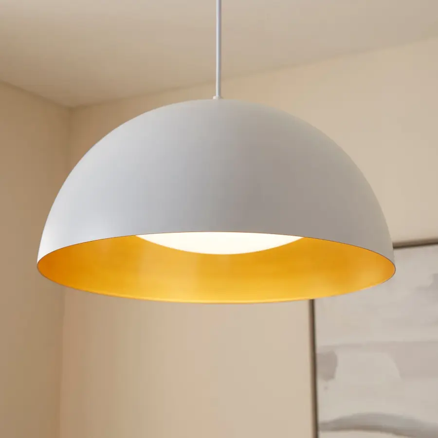 Modern Industrial Pendant with Warm Brass Interior Glow - Image 5