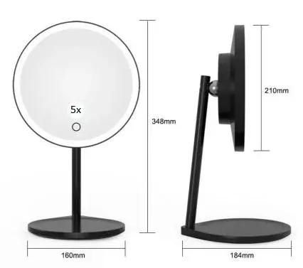 Solo 5X Lighted Round Mirror in Black - Image 3