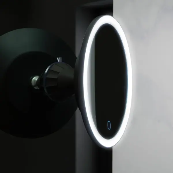 Solo 5X Lighted Round Mirror in Black - Image 8