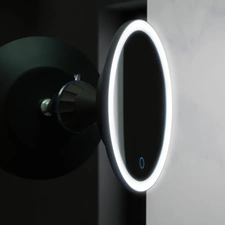 Solo 5X Lighted Round Mirror in Black - Image 8
