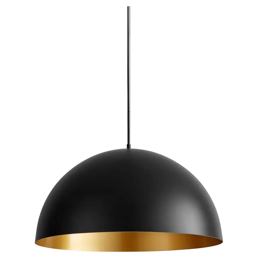 Striking Industrial Pendant with Warm Brass Interior Glow - Image 1