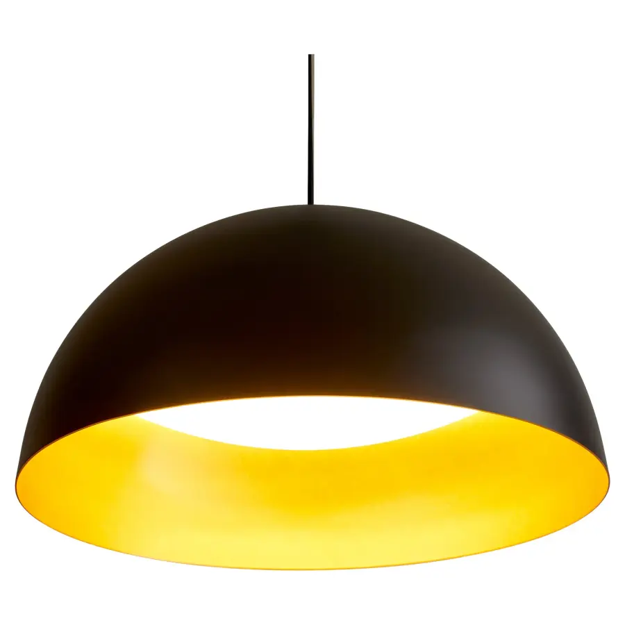 Striking Industrial Pendant with Warm Brass Interior Glow - Image 3