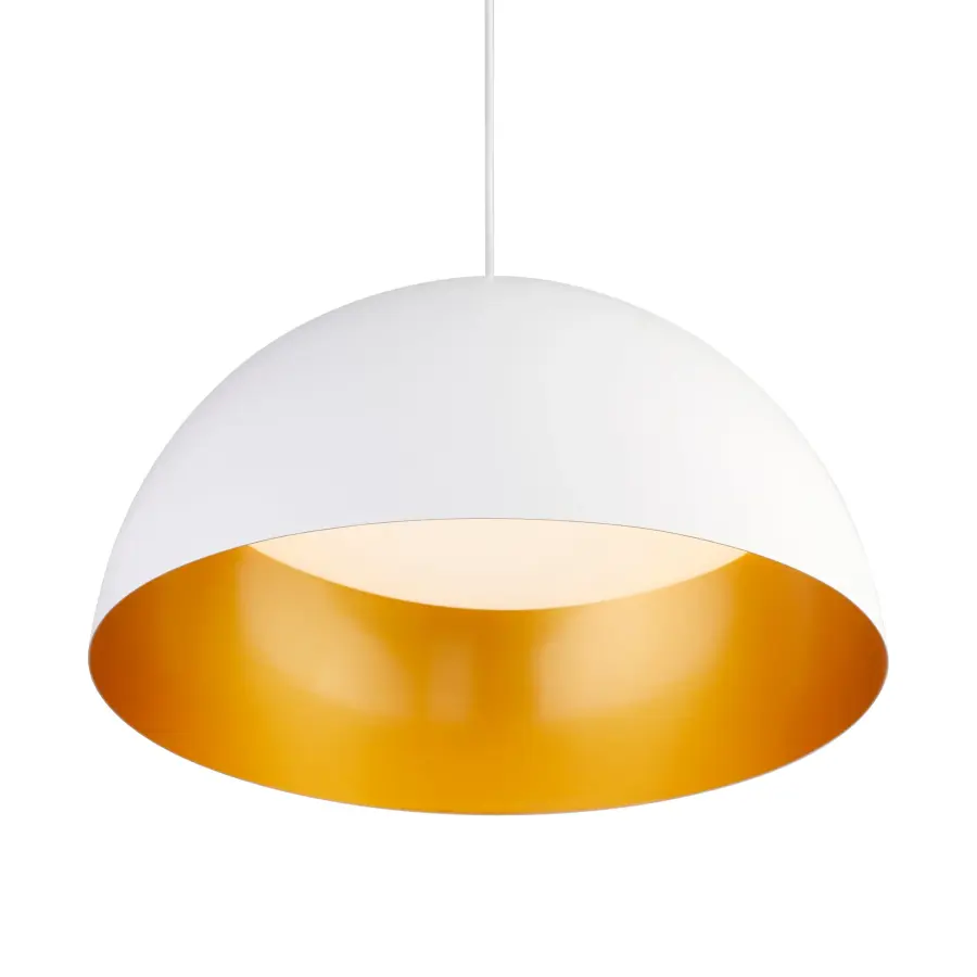 Modern Industrial Pendant with Warm Brass Interior Glow - Image 2