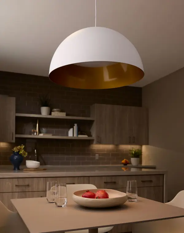 Modern Industrial Pendant with Warm Brass Interior Glow - Image 5