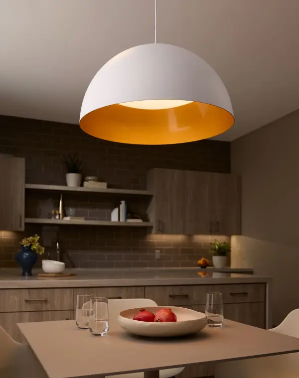 Modern Industrial Pendant with Warm Brass Interior Glow - Image 6