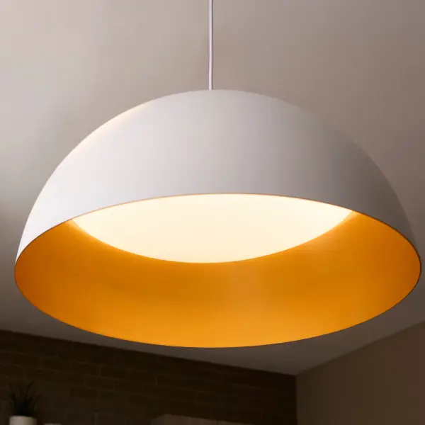Modern Industrial Pendant with Warm Brass Interior Glow - Image 8