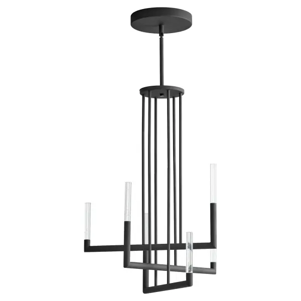 The Lustre chandelier combines contemporary elegance with timeless appeal through its clear bubble glass diffusers and refined black finish. Perfect for creating a focal point in dining rooms, kitchens, or entryways.