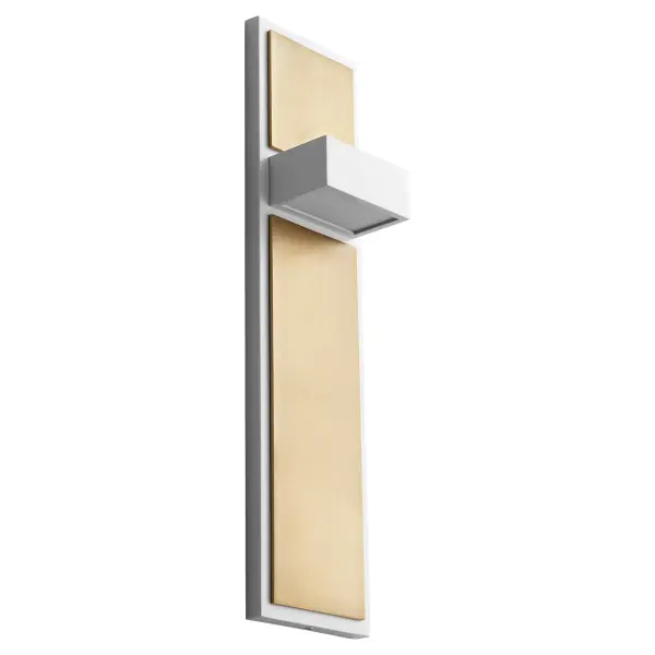 The Guapo wall sconce combines minimalist design with sophisticated warmth through its aged brass finish and dual-directional lighting. Perfect for modern spaces requiring ambient illumination with style.