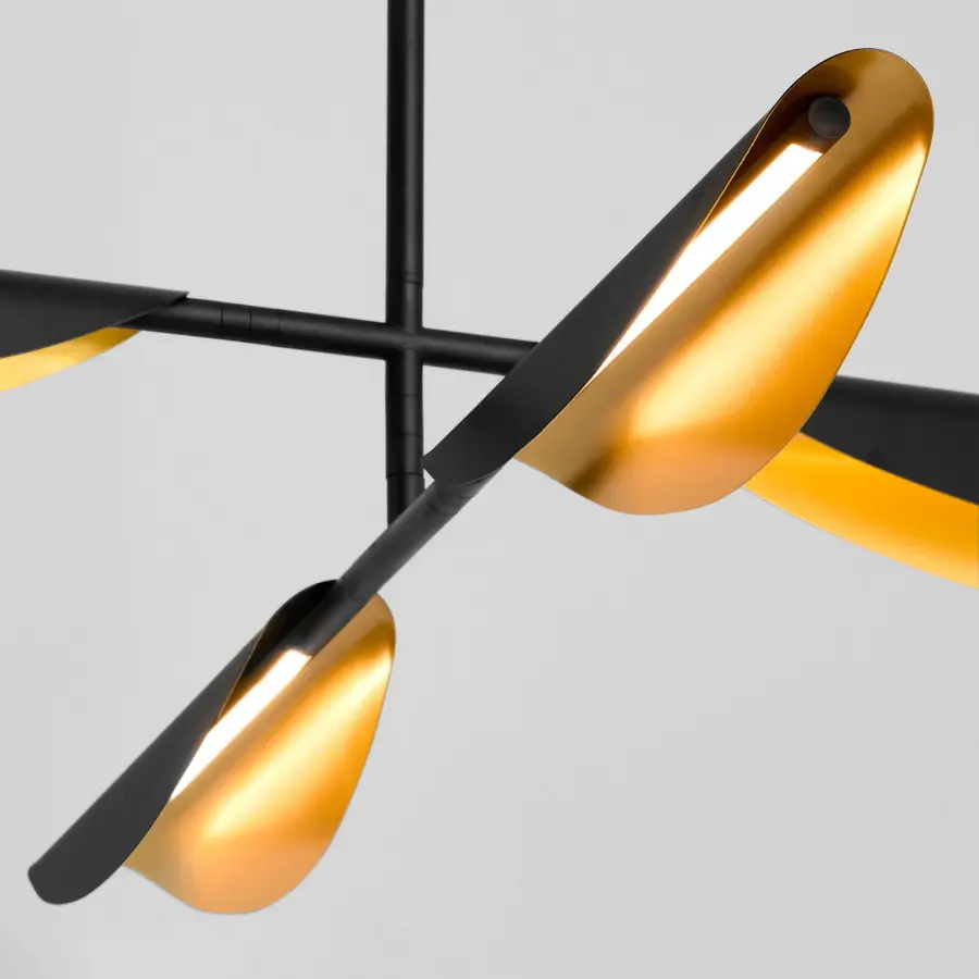Pivot CCT Four Light Chandelier in Black and Aged Brass - Image 3