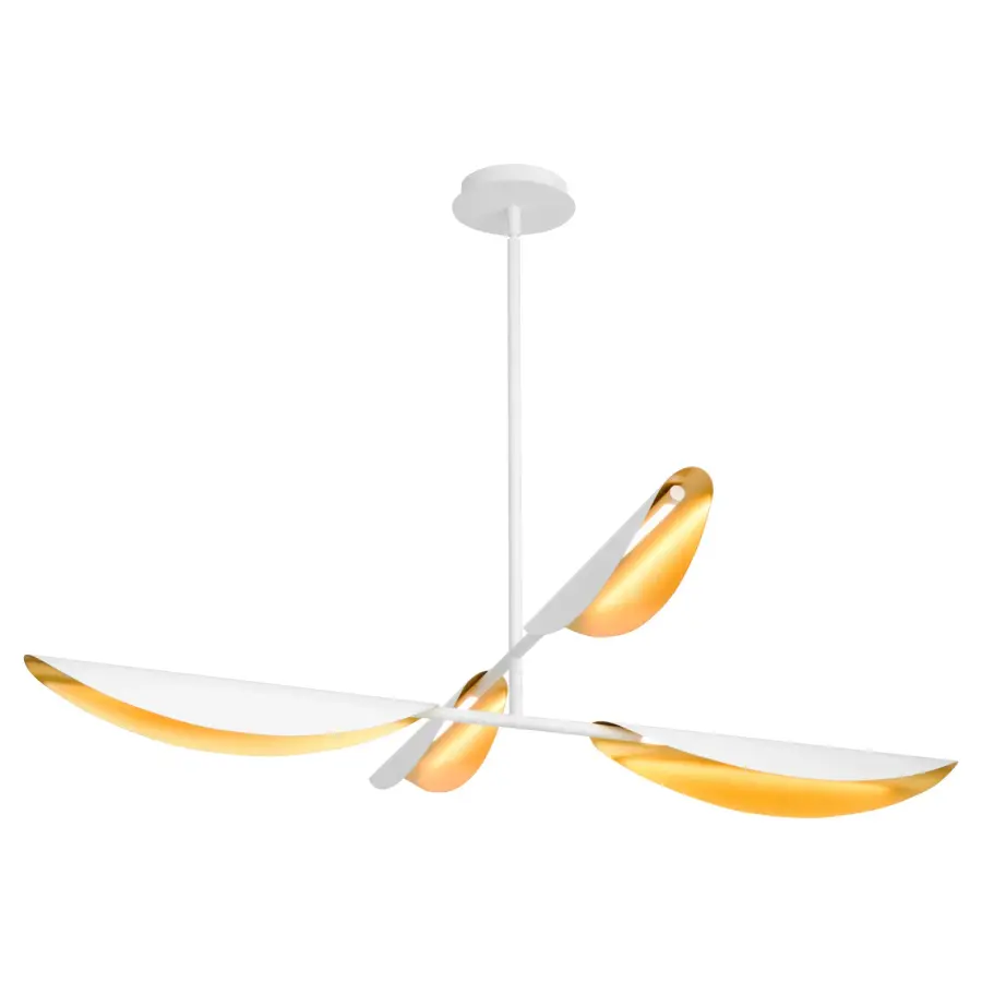 Pivot CCT Four Light Chandelier in White & Aged Brass - Image 2