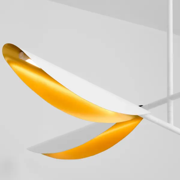Pivot CCT Four Light Chandelier in White & Aged Brass - Image 4