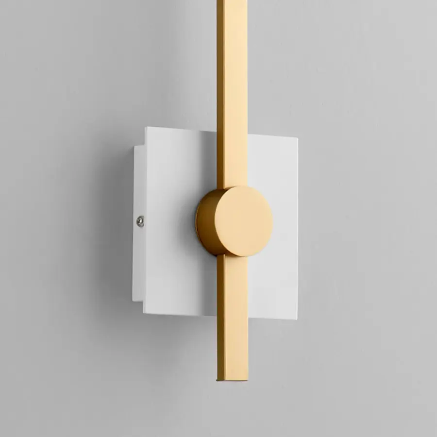 Zora 24" LED Wall Sconce in White & Industrial Brass - Image 3
