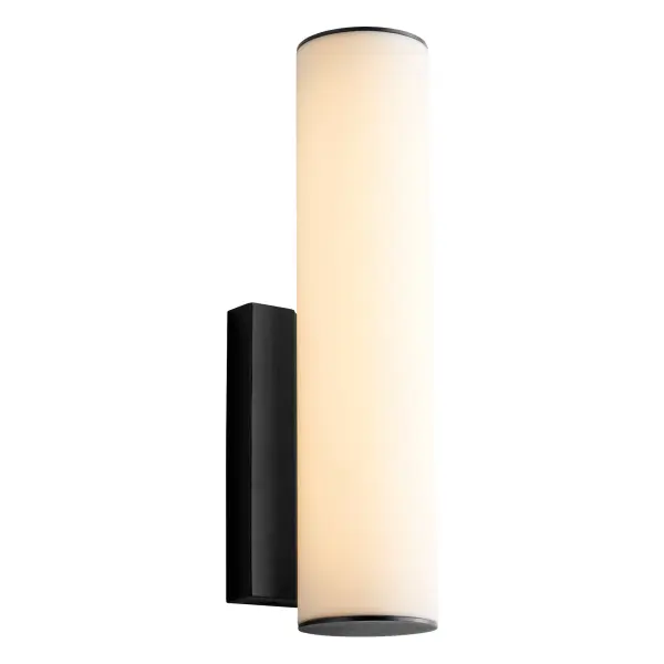 The Fugit 12" wall sconce combines geometric simplicity with functional design. Its square backplate and circular matte white acrylic diffuser create a balanced modern aesthetic while delivering warm 3000K illumination. - alternate view