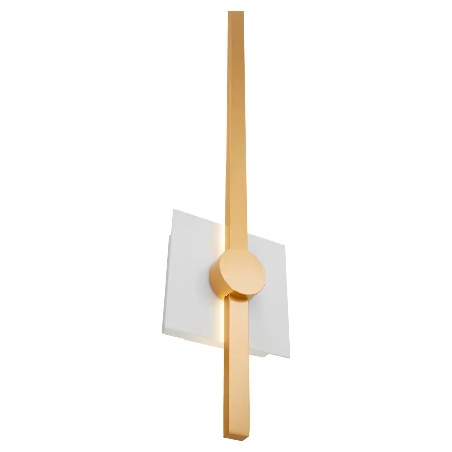 Zora 32" LED Wall Sconce in White & Industrial Brass - Image 3