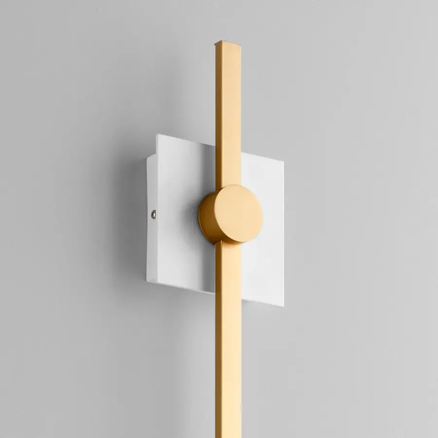 Zora 32" LED Wall Sconce in White & Industrial Brass - Image 8