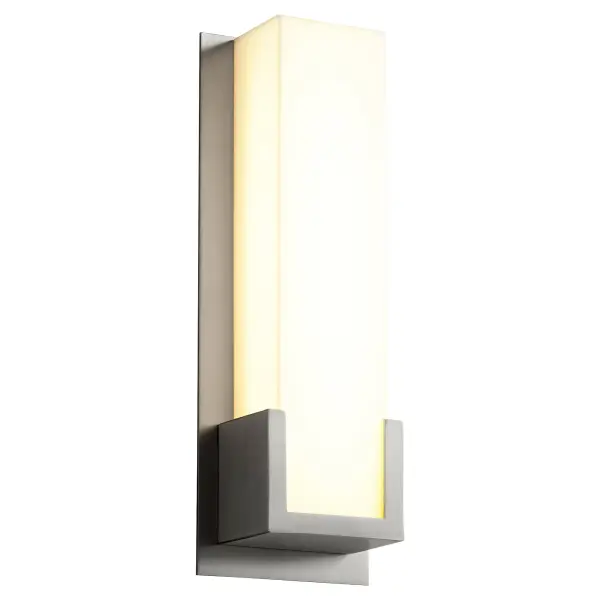 The Orion Wall Sconce delivers purposeful minimalist design with dimmable 4000K LED lighting through matte white acrylic. Damp-rated for versatility, it brings architectural clarity and soft radiance to any space. - alternate view