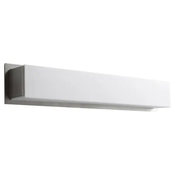 The FUSE vanity light combines minimalist design with functional LED lighting. Its clean lines, satin nickel finish, and matte white diffuser create soft, flattering 3000K illumination perfect for modern bathrooms and dressing areas.