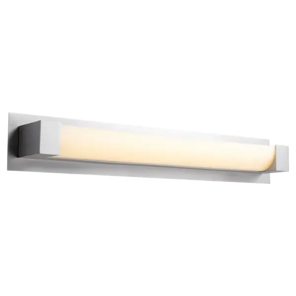The Balance 29" vanity light delivers clean, contemporary design with 4000K neutral white illumination. Its refined symmetry and satin nickel finish bring elevated versatility to bathroom spaces of all styles. - alternate view