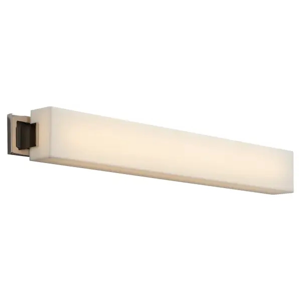 The Axel 29" vanity light combines timeless appeal with contemporary design, featuring polished nickel finish and warm 3000K lighting. Perfect for bathrooms seeking a sophisticated edge with classic elegance. - alternate view