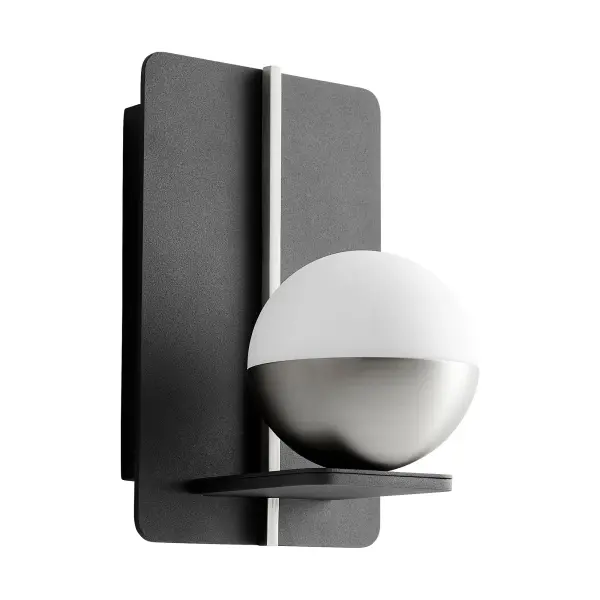 The IOTA wall sconce combines modern minimalism with functional elegance. Its rounded matte white acrylic diffuser provides soft, even 3000K illumination, while the black base with satin nickel accents adds refined contrast.
