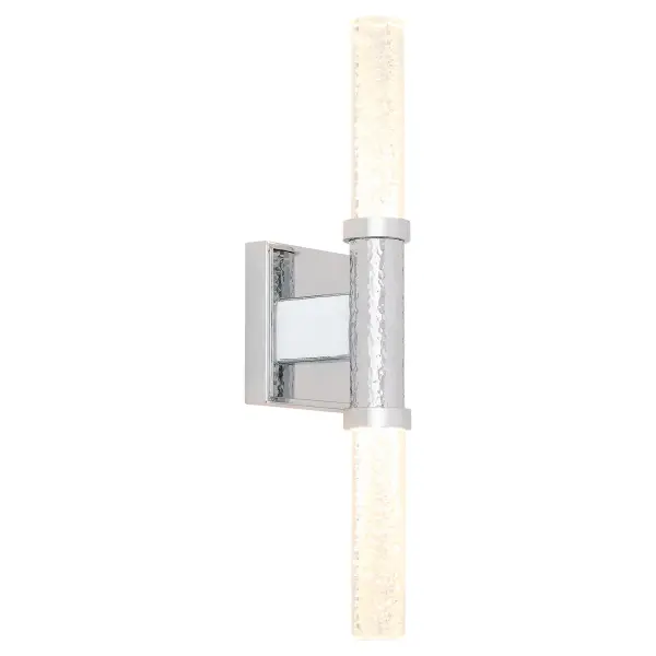 The Monet LED Sconce brings artistic sophistication to contemporary spaces with its textured glass and metal design inspired by Impressionist pointillism. Energy-efficient LED technology meets timeless style in polished chrome. - alternate view