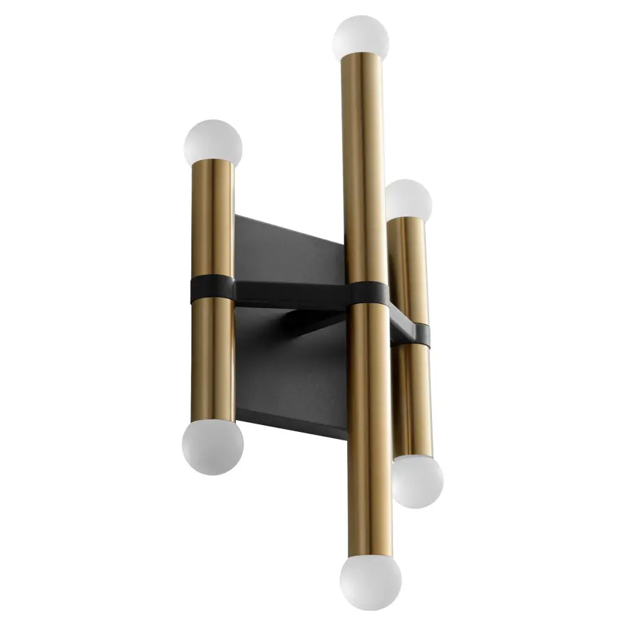 Nero 6-Light Wall Sconce in Black & Aged Brass - Image 1