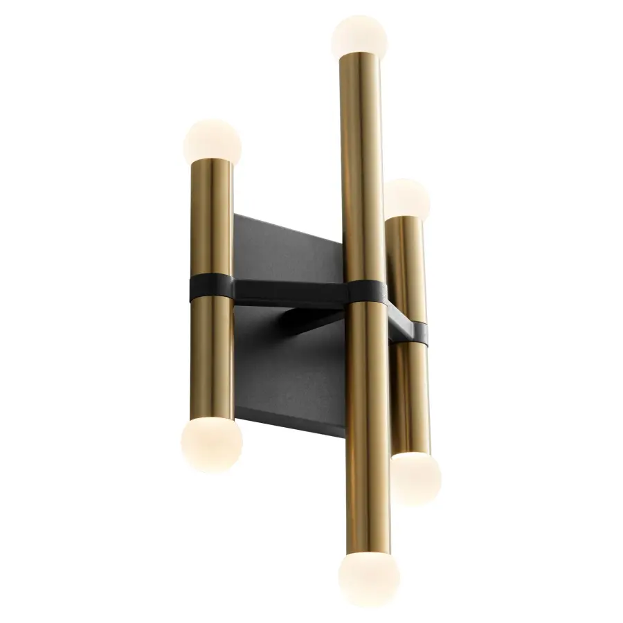 Nero 6-Light Wall Sconce in Black & Aged Brass - Image 2