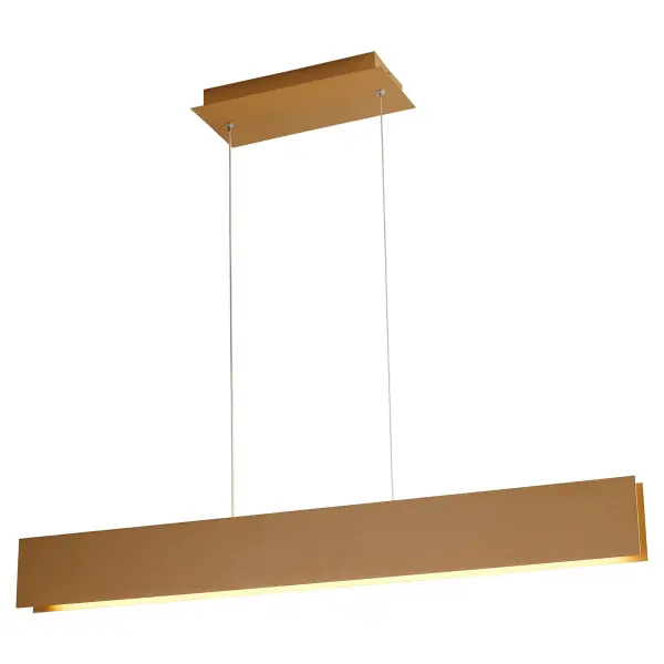 The Brio 36" LED pendant delivers contemporary sophistication with its clean rectangular design and warm powdered gold finish. Energy-efficient 3000K LED lighting provides excellent illumination for task and ambient needs. - alternate view