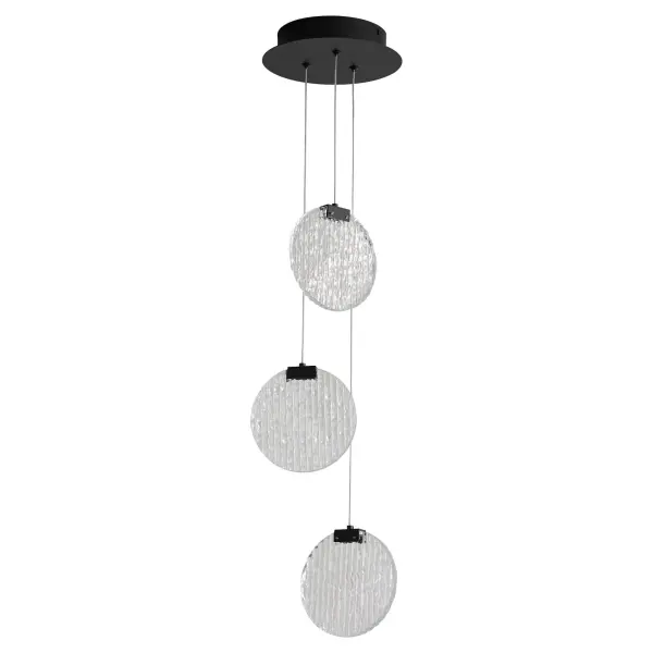 Axiom Three Light CCT LED Pendant in Black - Image 1