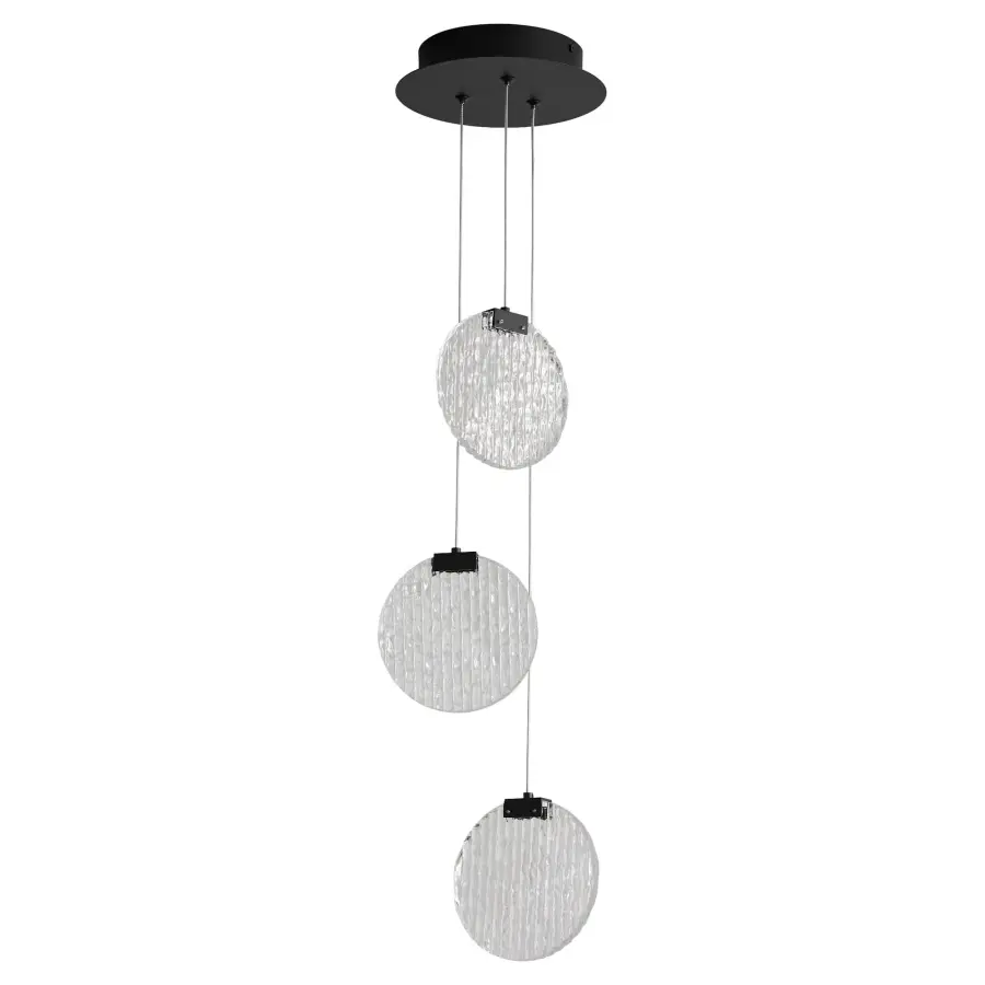 Axiom Three Light CCT LED Pendant in Black - Image 1