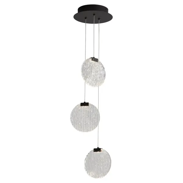 Axiom Three Light CCT LED Pendant in Black - Image 2