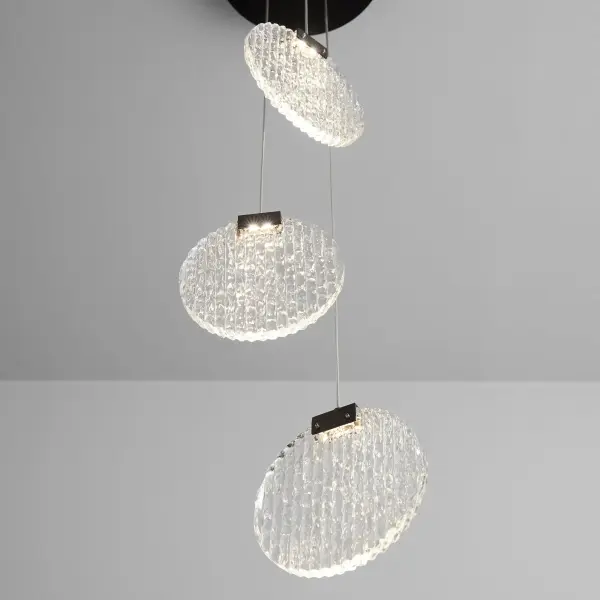 Axiom Three Light CCT LED Pendant in Black - Image 3