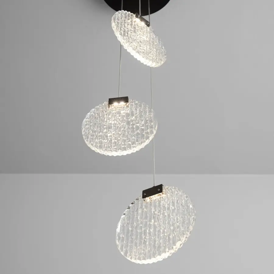 Axiom Three Light CCT LED Pendant in Black - Image 3