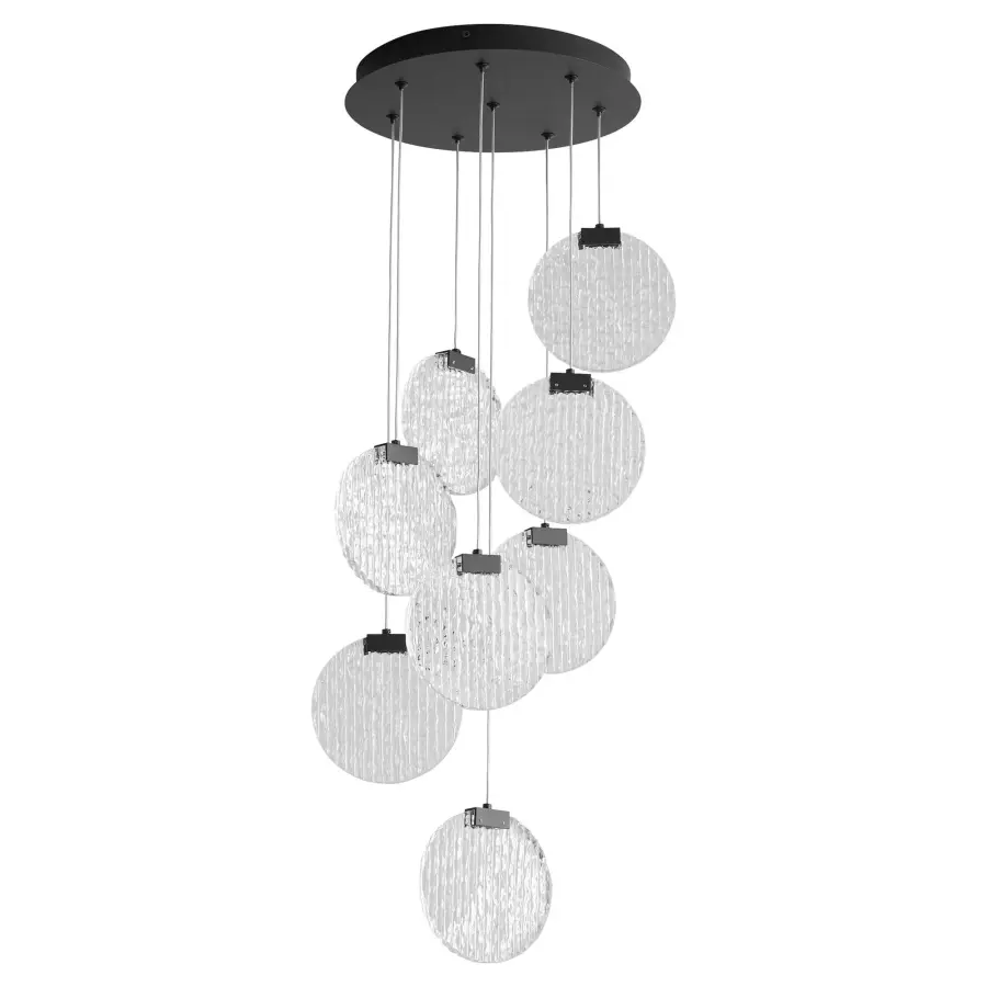 Axiom Eight Light CCT LED Pendant in Black - Image 1