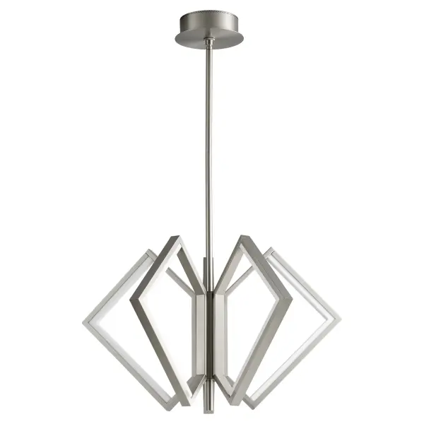 The Acadia chandelier transforms spaces with its distinctive pentagon-shaped geometric form and integrated LED lighting. At 30 inches, it delivers refined modern style perfect for kitchens, dining areas, and entryways.