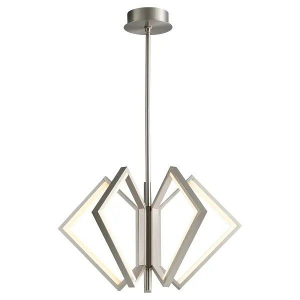 The Acadia chandelier transforms spaces with its distinctive pentagon-shaped geometric form and integrated LED lighting. At 30 inches, it delivers refined modern style perfect for kitchens, dining areas, and entryways. - alternate view