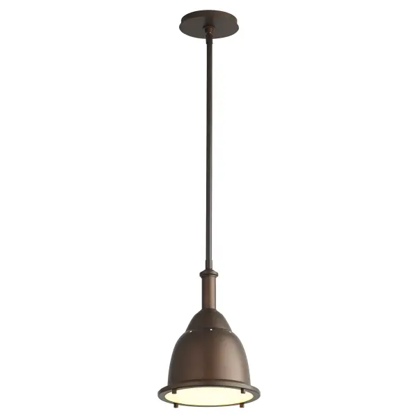 The Ruvo Pendant delivers timeless industrial charm with contemporary LED technology. Its polished nickel finish and white Tiffany glass diffuser create soft, ambient lighting perfect for task and accent applications. - alternate view