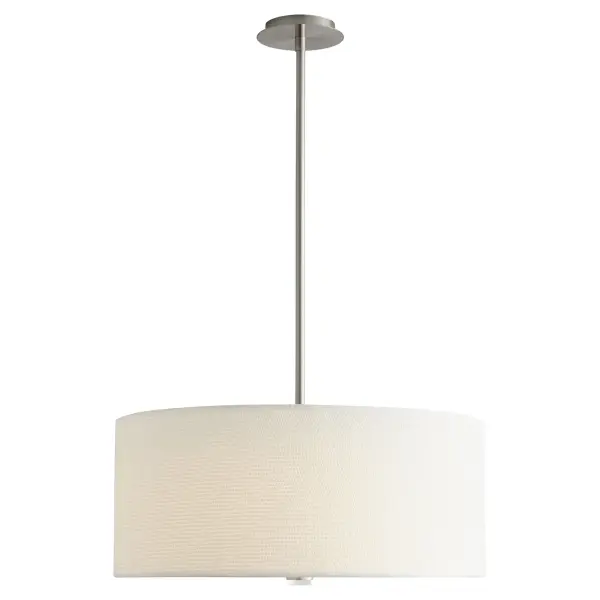 The Echo 24" pendant combines soft round forms with refined satin nickel accents for a balanced contemporary aesthetic. Its white grass fabric shade and acrylic diffuser create warm, even illumination perfect for dining and living spaces. - alternate view