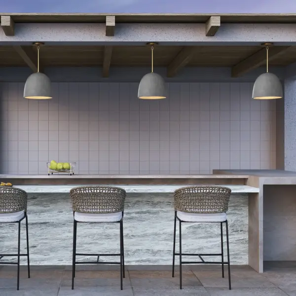 Dune 12" Pendant in Dark Gray Concrete with Aged Brass - Image 5
