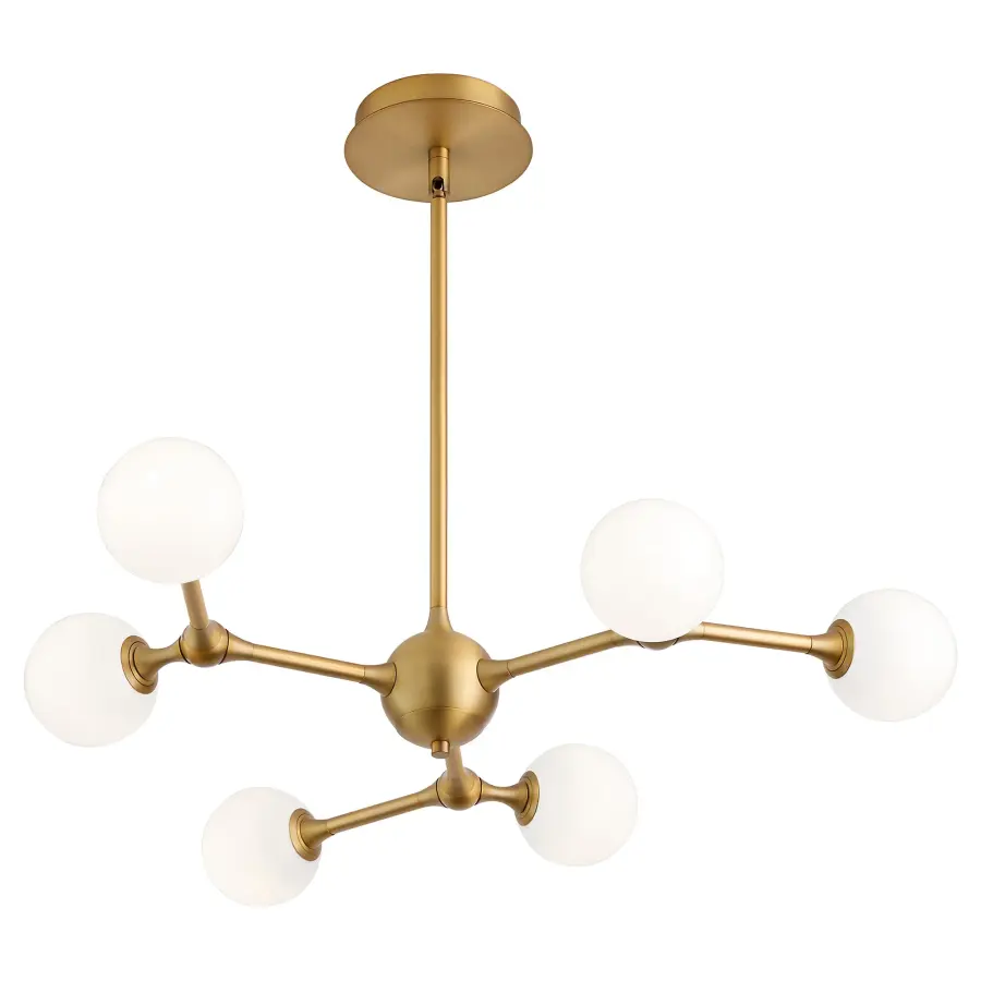 Orbe Six Light Chandelier in Brushed Brass - Image 3