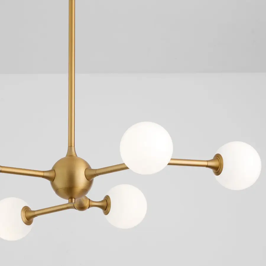Orbe Six Light Chandelier in Brushed Brass - Image 4