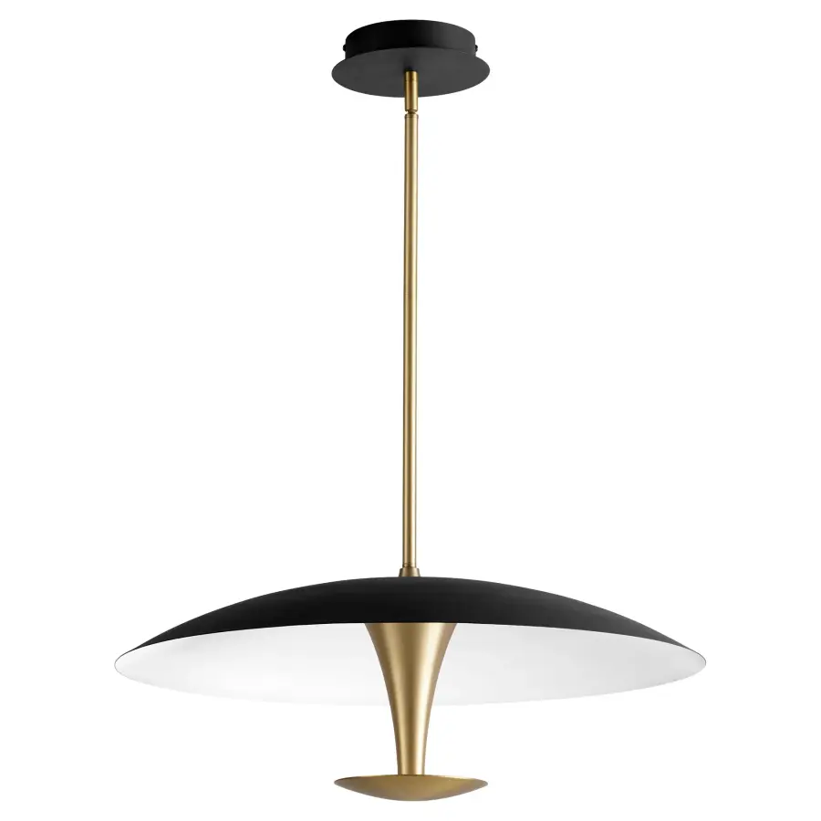Spacely 26" Pendant Light in Black and Aged Brass - Image 1