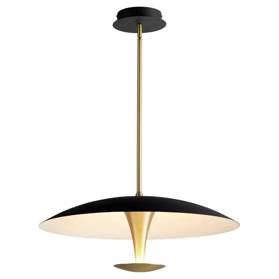 Spacely 26" Pendant Light in Black and Aged Brass - Image 2